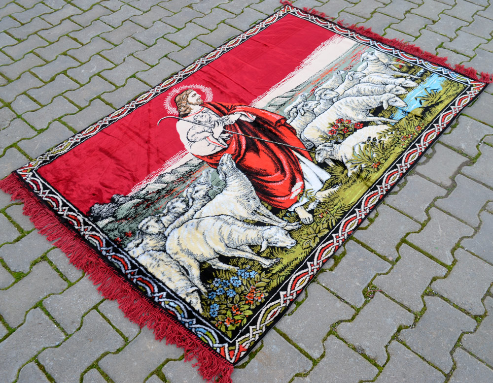 Jesus Christ ″The Lord Is My Shepherd″ Wall Rug Religious Tapestry